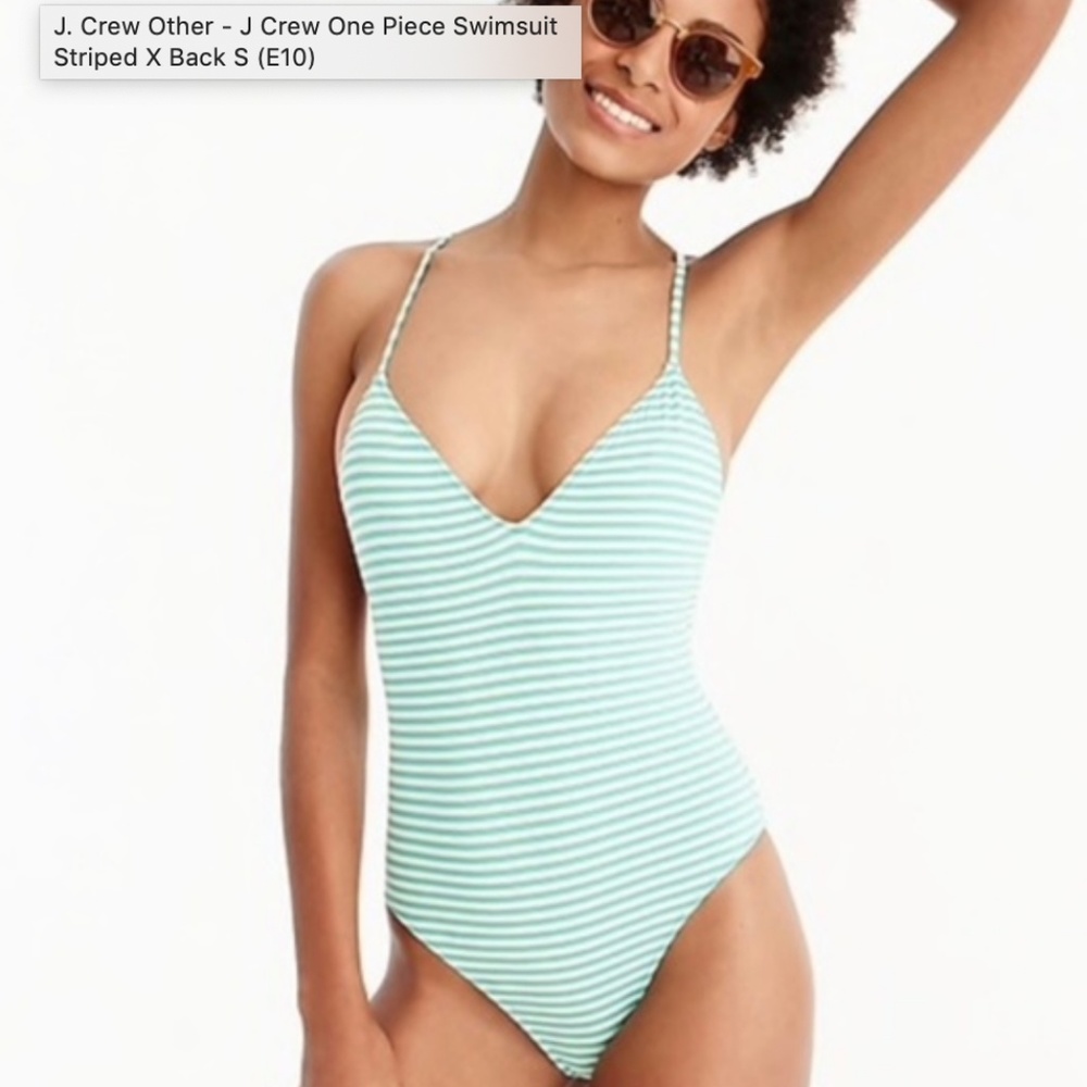 J.Crew Playa Key West Green Stripe One Piece M